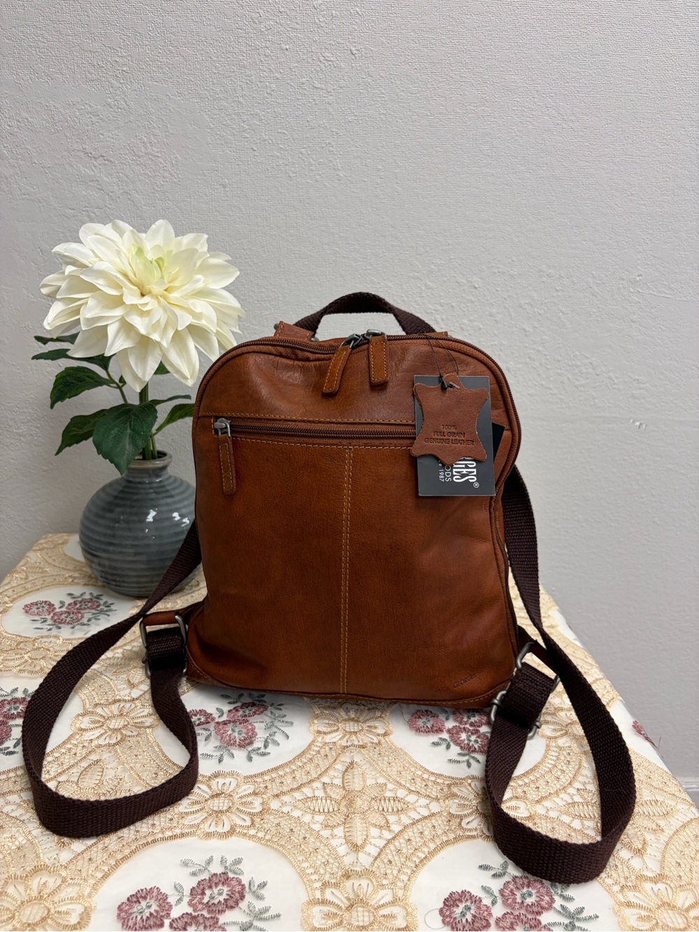 Jack Georges Leather Backpack/ Crossbody Bag